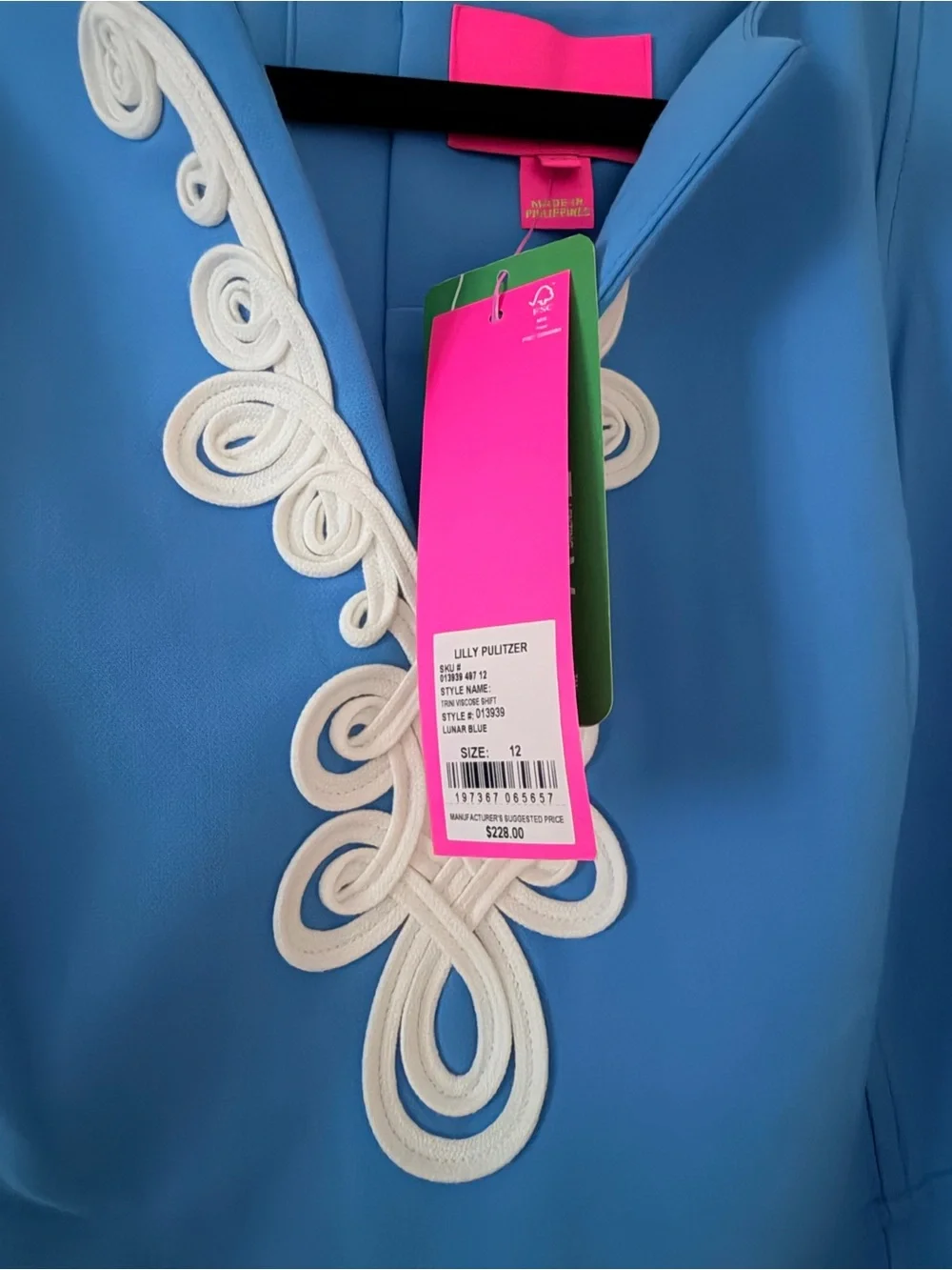 Lilly Pulitzer Blue Trini Viscose Shift Dress with White Embroidery - Picture 2 of 6